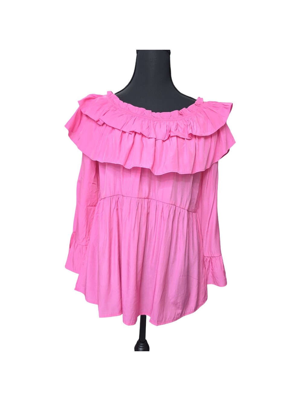 OTT Lime N Chili Hot Pink Ruffle, Babydoll Blouse NWT Sz Small, Large
